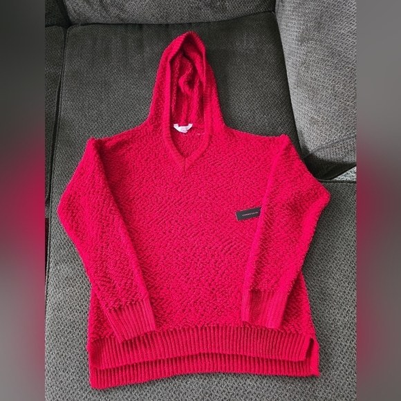 No Boundaries Sweater Women 2X Plus Red Textured Pullover Long Sleeve Hoodie New - Picture 3 of 11
